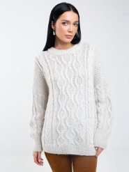 BIG STAR Sweter w kolorze kremowym rozmiar: S/M. Brązowe swetry Big Star, m, bez wzorów, z wełny, bez ramiączek. Za 169.99 zł.