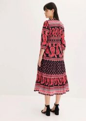 Sukienka midi z czystej bawełny. Czarne sukienki bonprix, bez wzorów, z bawełny, bez kołnierzyka, bez ramiączek, midi. Za 99.99 zł.
