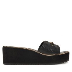 Klapki Aldo. Czarne klapki Aldo, bez wzorów, bez obcasa. Za 229.99 zł.