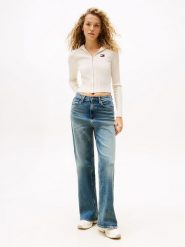 TOMMY JEANS Kardigan w kolorze kremowym rozmiar: S. Brązowe kardigany Tommy Jeans, s, bez wzorów, z jeansu. Za 330.97 zł.