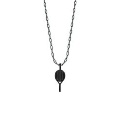 Naszyjnik ankier z czarną rakietą do tenisa. Czarne naszyjniki Lilou, ze stali. Za 278.00 zł.