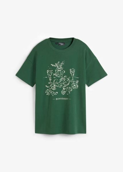 T-shirt oversize z bawełny organicznej. Czerwone t-shirty bonprix, bez wzorów, z bawełny, bez kołnierzyka, bez ramiączek. Za 44.99 zł.