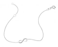 Bransoletka z białego złota z diamentem - nieskończoność - 0,004 ct - próba 585. Białe bransoletki Apart, z diamentem, złote. Za 1,190.00 zł.