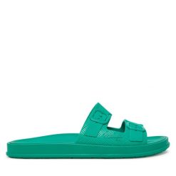 Klapki Melissa. Zielone klapki Melissa, bez wzorów, bez obcasa. Za 159.99 zł.