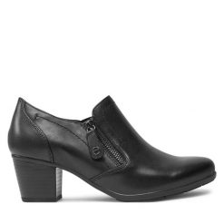 Półbuty Tamaris. Czarne botki Tamaris, bez wzorów, bez obcasa, na obcasie, bez zapięcia. Za 359.99 zł.