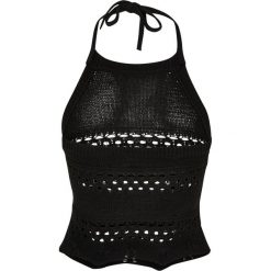 Krótki Top Damski Z Szydełkowym Dekoltem Na Szydełku. Czarne topy Urban Classics, xl, bez wzorów, bez kołnierzyka, bez ramiączek. Za 131.99 zł.