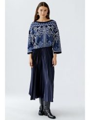 Oui Sweter w kolorze granatowym rozmiar: 38. Niebieskie swetry Oui, bez wzorów, ze splotem, bez ramiączek. Za 214.19 zł.