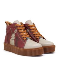 Goby Sneakersy w kolorze czerwono-kremowym rozmiar: 36. Brązowe trampki Goby, bez wzorów, za kostkę, bez zapięcia. Za 339.99 zł.