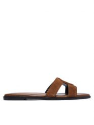 BOSS Klapki Charlize 50563333 Beżowy. Brązowe klapki Boss, bez wzorów, ze skóry, bez obcasa. Za 899.99 zł.