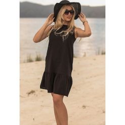 Sukienka ANGIE. Czarne sukienki Sukienka ANGIE, l, bez wzorów, bez kołnierzyka, bez ramiączek, mini. W wyprzedaży za 49.00 zł.