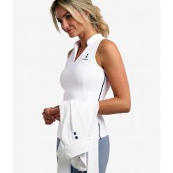 Koszulka Damska Elegance Tennis/Padel/Golf. Białe koszulki sportowe NORDICDOTS, bez wzorów, z elastanu, bez ramiączek, na fitness i siłownię. Za 235.00 zł.