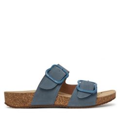Klapki Josef Seibel. Niebieskie klapki Josef Seibel, bez wzorów, bez obcasa. Za 309.99 zł.