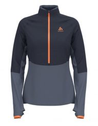 Bluza z półgolfem narciarska damska Odlo DESCENT CW 200 SL. Niebieskie bluzy Odlo, s, bez wzorów, z materiału, bez kaptura. Za 479.99 zł.
