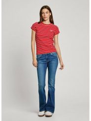 Pepe Jeans Koszulka "Meribel" w kolorze czerwono-białym rozmiar: XS. Czerwone bluzki Pepe Jeans, xs, bez wzorów, z jeansu, bez kołnierzyka, bez ramiączek. Za 75.16 zł.