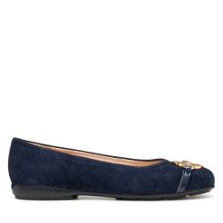 Baleriny Geox. Niebieskie baleriny Geox, bez wzorów, bez obcasa. Za 499.99 zł.