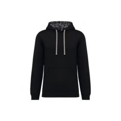 Wzorzysta bluza z kontrastowym kapturem Kariban. Czarne bluzy KARIBAN, xs, bez wzorów, z bawełny. Za 174.00 zł.
