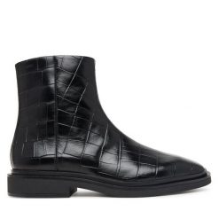 Botki Calvin Klein. Czarne botki Calvin Klein, bez wzorów, bez obcasa, na płaskiej podeszwie, bez zapięcia. Za 699.99 zł.