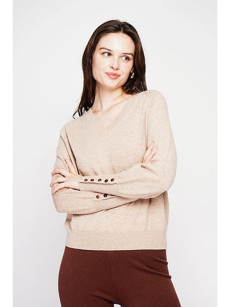 C& Jo Sweter w kolorze beżowym rozmiar: 42. Brązowe swetry C& Jo, bez wzorów, ze splotem, bez ramiączek. Za 158.10 zł.