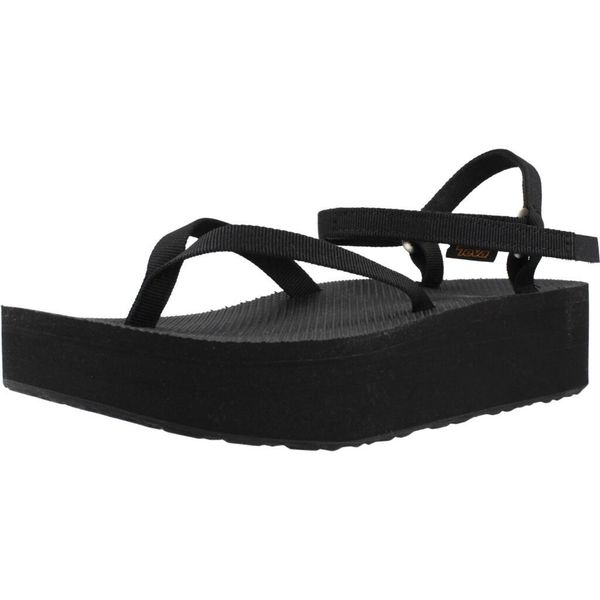 Sandały TEVA W FLATFORM SLIM Czarny. Czarne sandały Teva, bez wzorów, z tkaniny, bez obcasa, bez zapięcia. Za 280.99 zł.