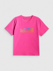 4F T-shirt boxy z nadrukiem damski - różowy S. Czerwone t-shirty 4f, s, bez wzorów, z bawełny, bez kołnierzyka, bez ramiączek. Za 69.99 zł.