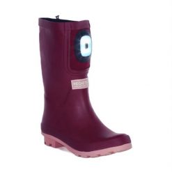 Kalosze turystyczne damskie Regatta Fairweather Shine z oświetleniem. Brązowe kalosze Regatta, bez wzorów. W wyprzedaży za 189.00 zł.