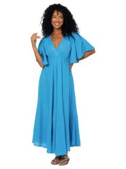 Aller Simplement Sukienka w kolorze niebieskim rozmiar: 34-40. Niebieskie sukienki Aller Simplement, bez wzorów, z bawełny, bez kołnierzyka, bez ramiączek, maxi. Za 108.99 zł.