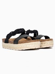 Sunbay Klapki "Mariara" w kolorze czarnym rozmiar: 37. Czarne klapki Sunbay, bez wzorów, z otwartym noskiem, bez obcasa, na platformie. Za 113.10 zł.