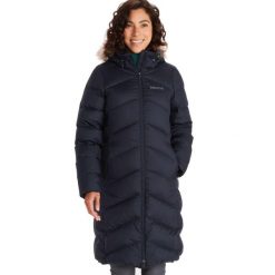 Płaszcz puchowy damski Montreaux. Niebieskie płaszcze Marmot, m, bez wzorów, z puchu, bez kaptura. Za 1,151.99 zł.