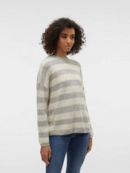 Vero Moda Sweter w kolorze szaro-kremowym rozmiar: L. Brązowe swetry Vero Moda, l, bez wzorów, ze splotem, bez ramiączek. Za 70.41 zł.
