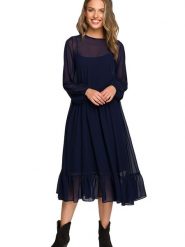 Stylove Sukienka w kolorze granatowym rozmiar: M. Niebieskie sukienki Stylove, m, bez wzorów, bez kołnierzyka, bez ramiączek, maxi. Za 242.13 zł.
