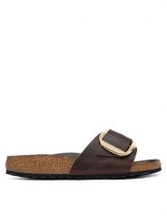 Birkenstock Klapki Madrid Big Buckle 1032914 Brązowy ciemny. Brązowe klapki Birkenstock, bez wzorów, ze skóry, bez obcasa. Za 629.99 zł.