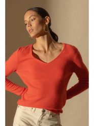 Perfect Cashmere Kaszmirowy sweter "Shannon" w kolorze pomarańczowym rozmiar: M. Pomarańczowe swetry Perfect Cashmere, m, bez wzorów, z kaszmiru, bez ramiączek. Za 292.35 zł.
