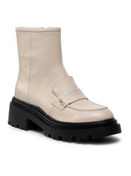 Simple Botki SL-26-02-000038 Écru. Botki Simple, bez wzorów, ze skóry, bez obcasa, na słupku, bez zapięcia. Za 569.00 zł.