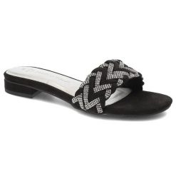Czarne Klapki Marco Tozzi Eleganckie Obuwie Damskie. Czarne klapki Marco Tozzi, bez wzorów, ze skóry ekologicznej, bez obcasa, na obcasie. Za 269.00 zł.