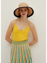 STEFANEL Top w kolorze żółtym rozmiar: XS. Żółte topy Stefanel, xs, bez wzorów, bez kołnierzyka, bez ramiączek. Za 48.95 zł.