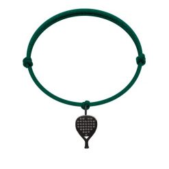 Bransoletka z czarną rakietą do padla na grubym butelkowozielonym sznurku. Czarne bransoletki Lilou, ze stali. Za 129.00 zł.