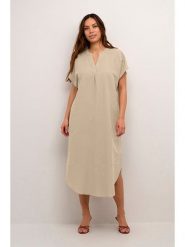 CULTURE Sukienka w kolorze beżowym rozmiar: XL. Brązowe sukienki Culture, na co dzień, xl, bez wzorów, bez kołnierzyka, bez ramiączek, maxi, proste. Za 149.66 zł.