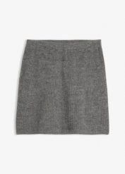 Krótka spódnica dzianinowa. Szare spódnice bonprix, bez wzorów, z dzianiny, eleganckie, mini. Za 89.99 zł.