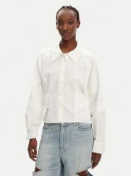 PINKO Koszula Controvento 104594 A2BT Biały Relaxed Fit. Białe koszule Pinko, m, bez wzorów, z bawełny, bez kołnierzyka, bez ramiączek. Za 839.99 zł.