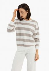 Bluza w paski B-MAGNE. Białe bluzy Volcano, l, bez wzorów, z jeansu, bez kaptura. Za 159.99 zł.