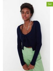 Trendyol 2-częściowy zestaw w kolorze granatowym rozmiar: M. Niebieskie swetry Trendyol, m, bez wzorów, bez ramiączek. Za 63.45 zł.
