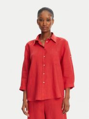 Marella Koszula Boboli1 2515111232 Czerwony Regular Fit. Czerwone koszule Marella, bez wzorów, ze lnu, bez kołnierzyka, bez ramiączek. Za 409.99 zł.