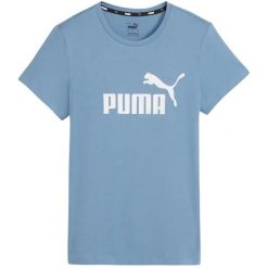Koszulka damska Puma ESS Logo Tee. Niebieskie bluzki Puma, l, bez wzorów, sportowe, bez kołnierzyka, bez ramiączek. Za 79.00 zł.