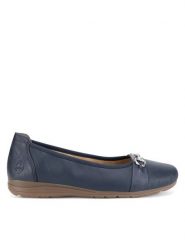 Rieker Baleriny L9360-14 Granatowy. Niebieskie baleriny Rieker, bez wzorów, ze skóry, bez obcasa. Za 319.99 zł.
