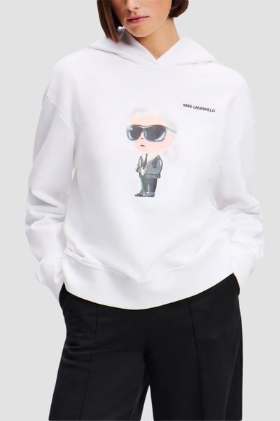 KARL LAGERFELD Biała damska bluza Ikon Aquarelle K Hoodie, Rozmiar S. Białe bluzy KARL LAGERFELD, s, bez wzorów, z materiału, bez kaptura. W wyprzedaży za 436.99 zł.