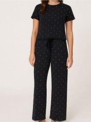 Piżama dwuczęściowa z domieszką wiskozy - czarny. Czarne piżamy Sinsay, bez wzorów, z wiskozy, bez ramiączek. Za 59.99 zł.