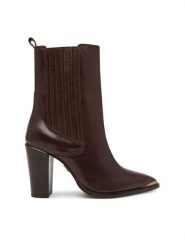 Bronx Botki New American 34322-V 3784 Brązowy. Brązowe botki Bronx, bez wzorów, ze skóry, bez obcasa, na słupku, bez zapięcia. Za 769.99 zł.