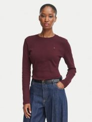 Tommy Hilfiger Bluzka Cody WW0WW53689 Bordowy Slim Fit. Czerwone bluzki TOMMY HILFIGER, l, bez wzorów, z bawełny, bez kołnierzyka, bez ramiączek. Za 209.99 zł.