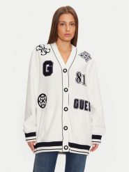 Guess T-Shirt V4BQ08 KCHV0 Biały Boxy Fit. Białe t-shirty Guess, l, z aplikacjami, z bawełny, bez kołnierzyka, bez ramiączek. Za 429.99 zł.