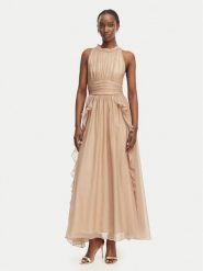 Morgan Sukienka koktajlowa 261-RFLAM Beżowy Regular Fit. Brązowe sukienki Morgan, bez wzorów, z syntetyku, wizytowe, bez kołnierzyka, bez ramiączek. Za 449.99 zł.